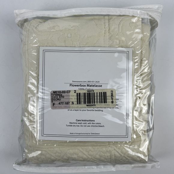 Linen Source Matelasse Pillow Sham Flowerbox Textured Print Ecru Cream Standard - Picture 9 of 10